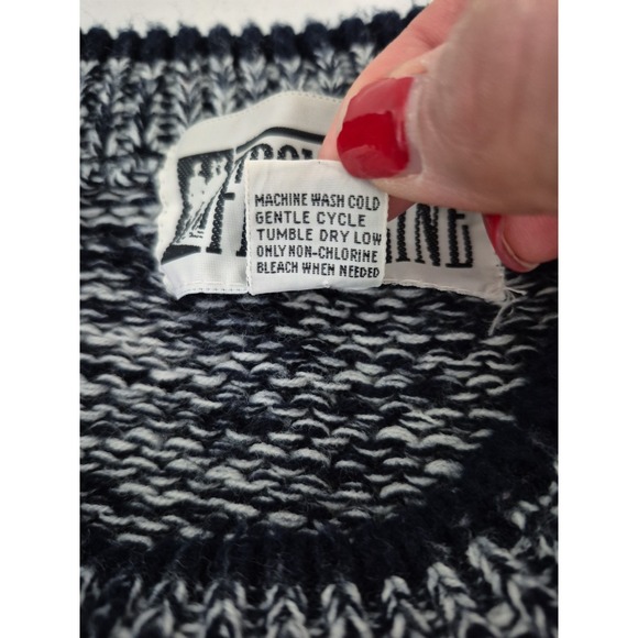 FRONTLINE Sweater Mens XL Blue Abstract Chunky Knit Ski Long Sleeve Pullover VTG - Picture 4 of 7